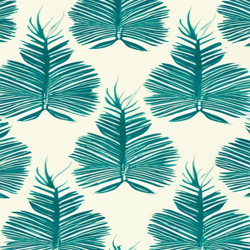 Jungle vector illustration with tropical leaves patern. Trendy summer print. Exotic seamless pattern. turquoise and green tropical leaves. Exotic jungle wallpaper.