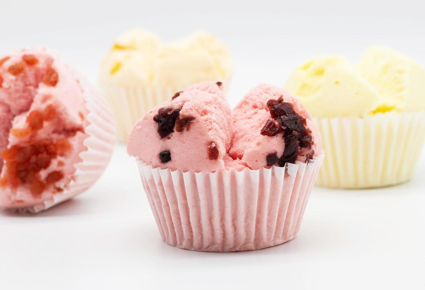 colorful homemade cupcake on white background photo