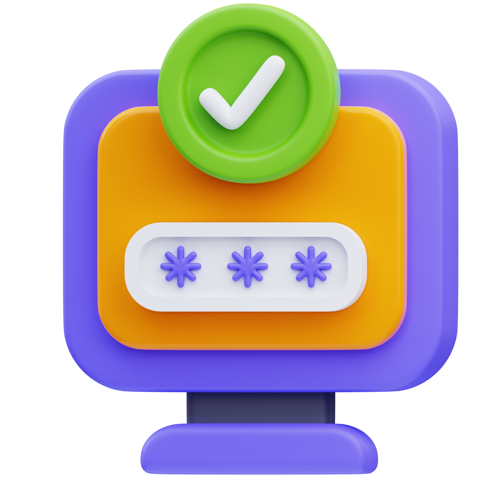 3d rendering of verified password cyber security icon illustration