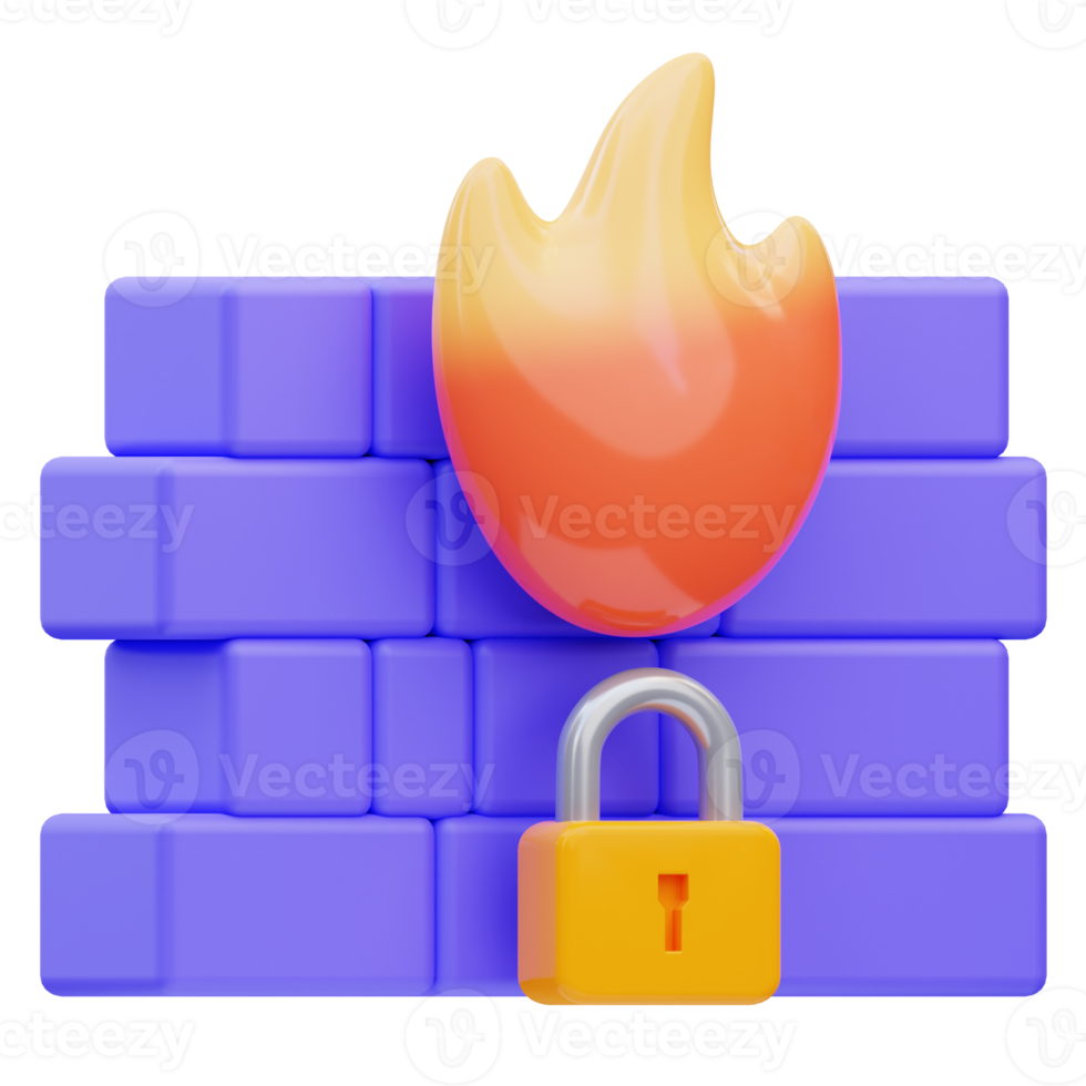 3d safe firewall cyber security icon illustration rendering png