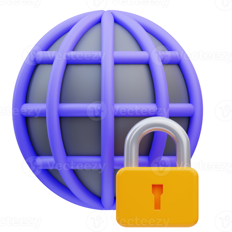 3d safe internet cyber security icon illustration rendering png