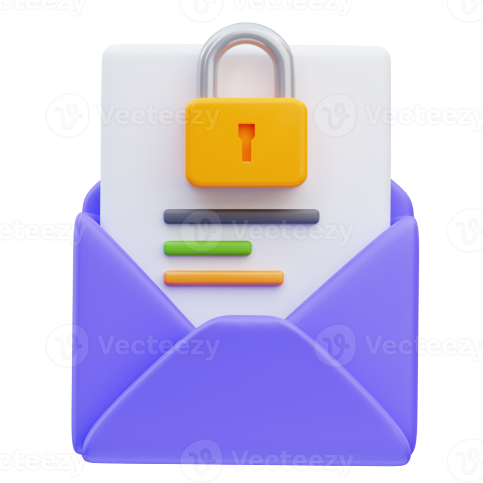 3d encrypted message cyber security icon illustration rendering png