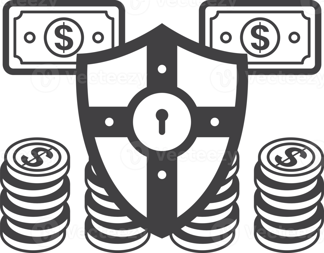 money and shield illustration in minimal style png