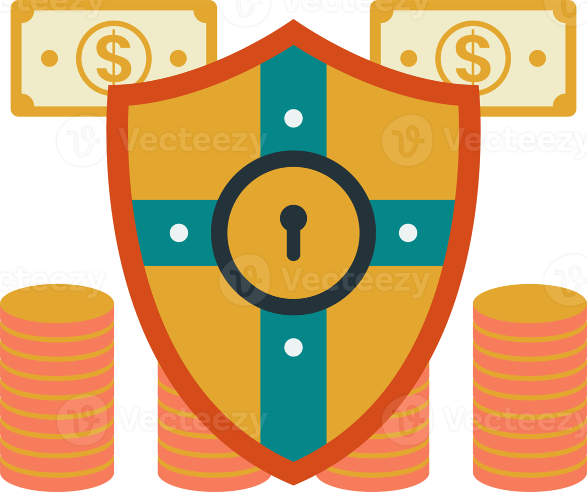 money and shield illustration in minimal style png