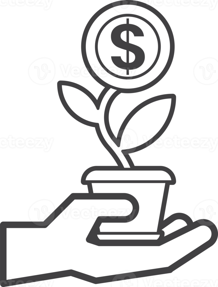 money tree illustration in minimal style png