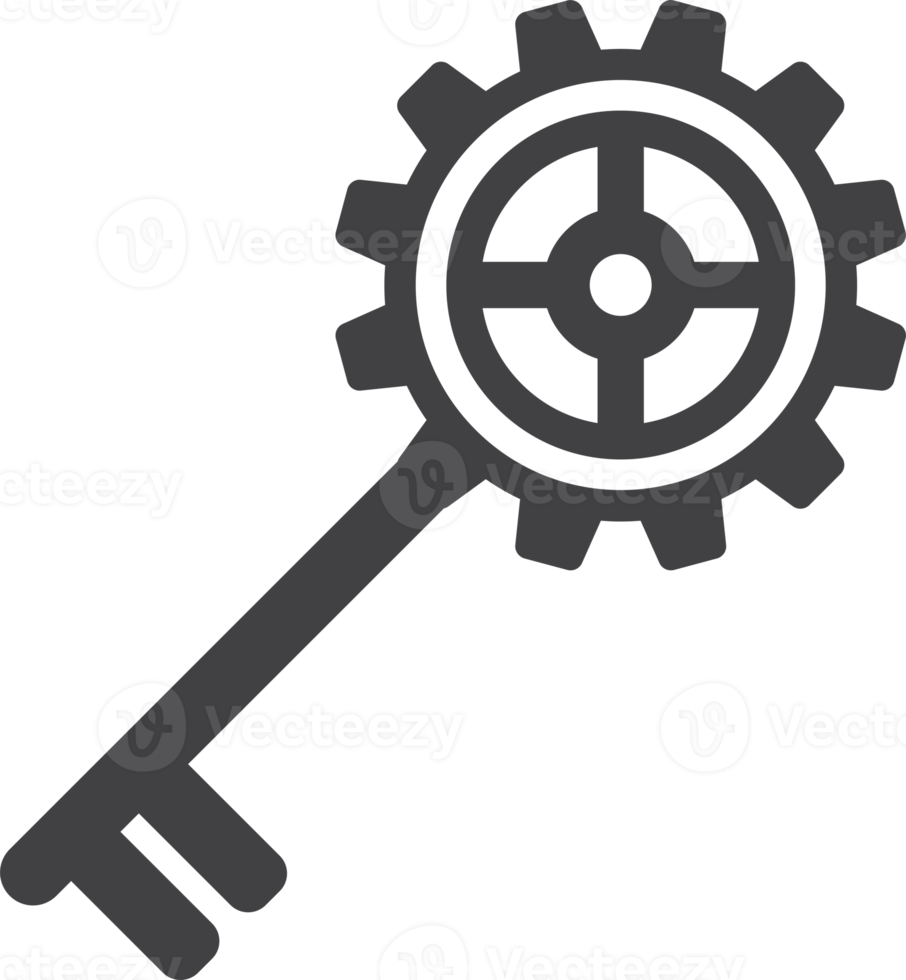 cog shaped key illustration in minimal style png