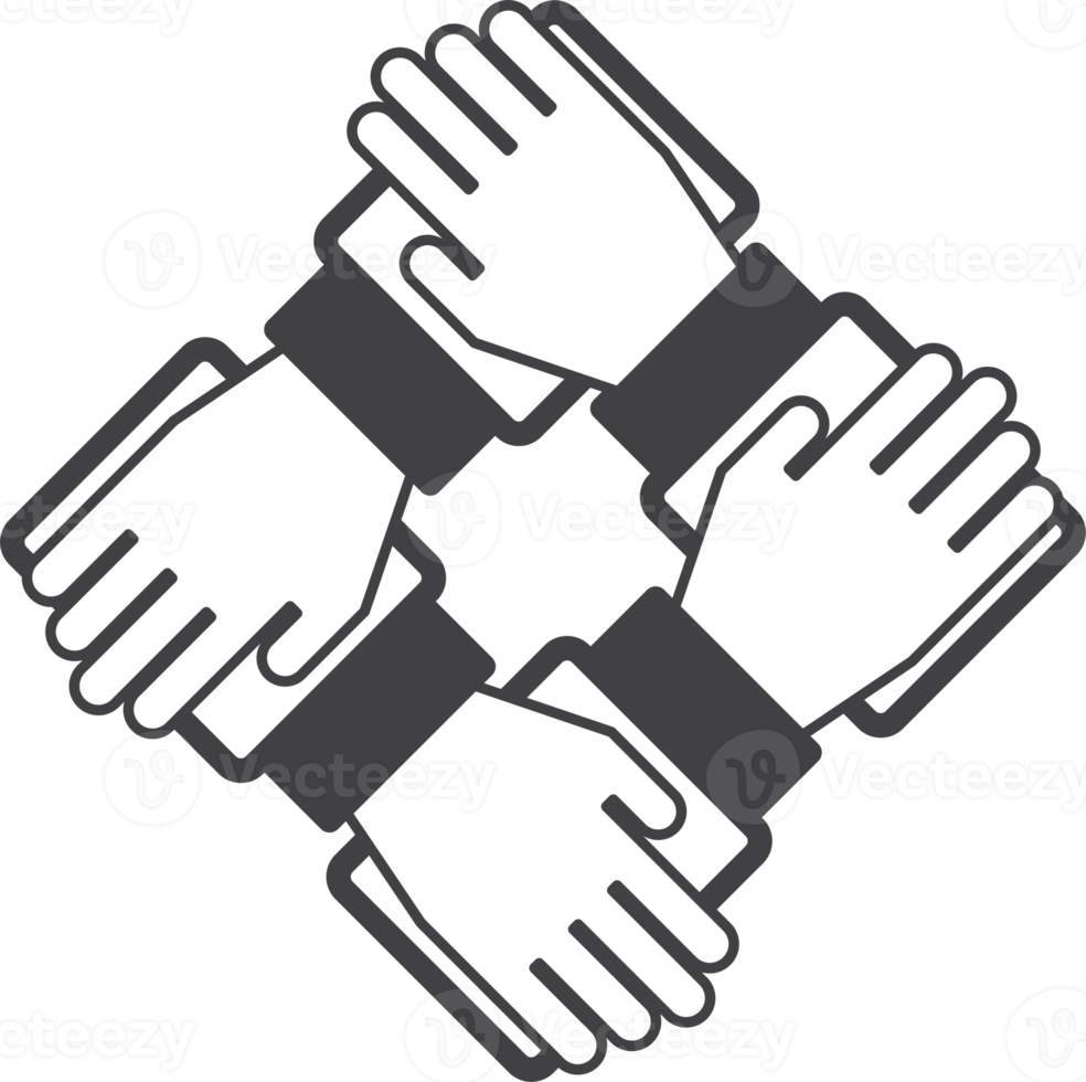 illustration des mains et du travail d'équipe dans un style minimal png