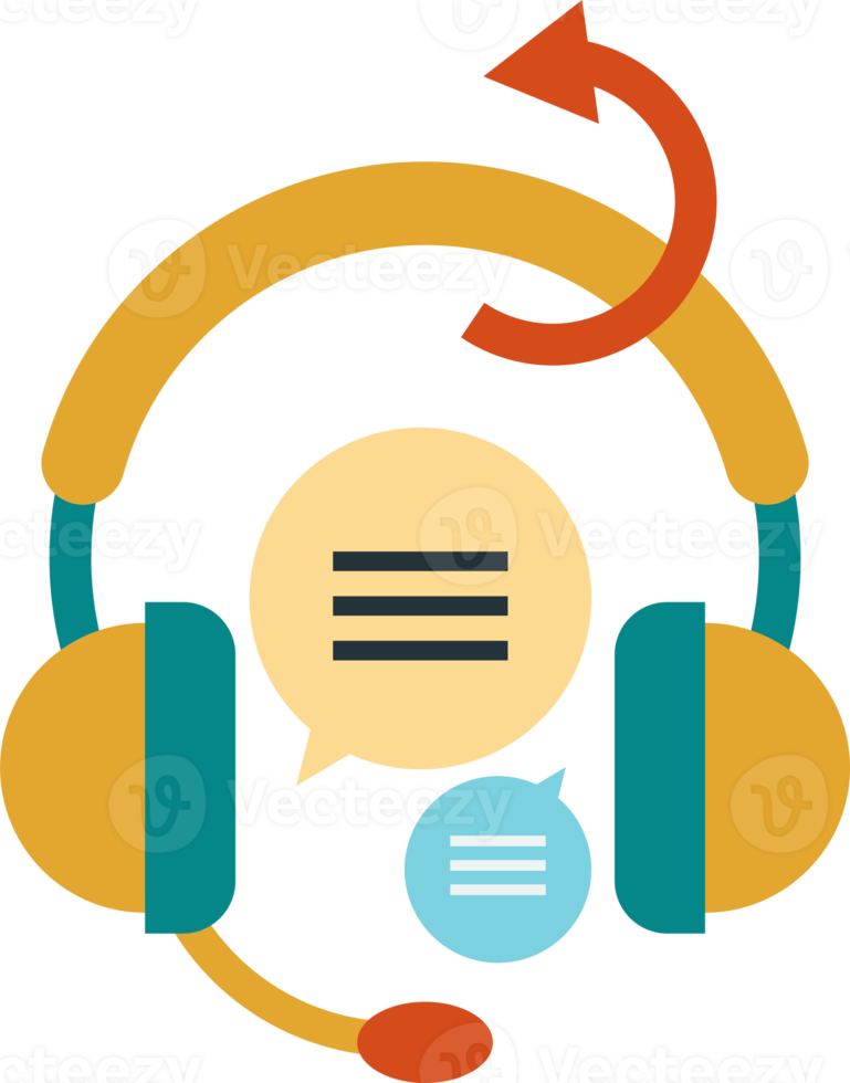 headphones and communication illustration in minimal style png