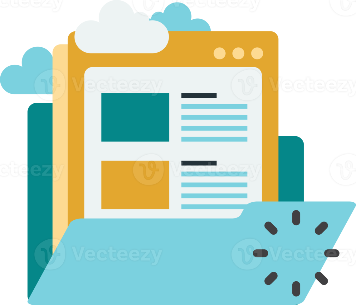 Documents and Folders illustration in minimal style png