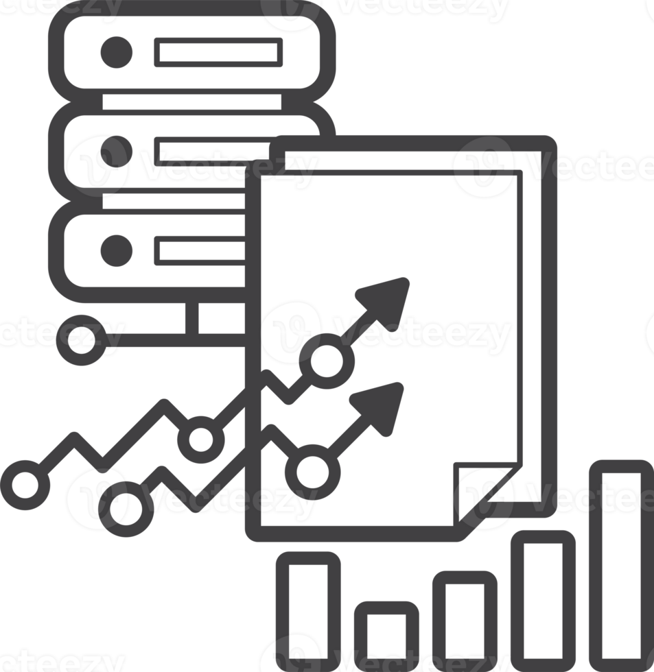 computer server and report illustration in minimal style png