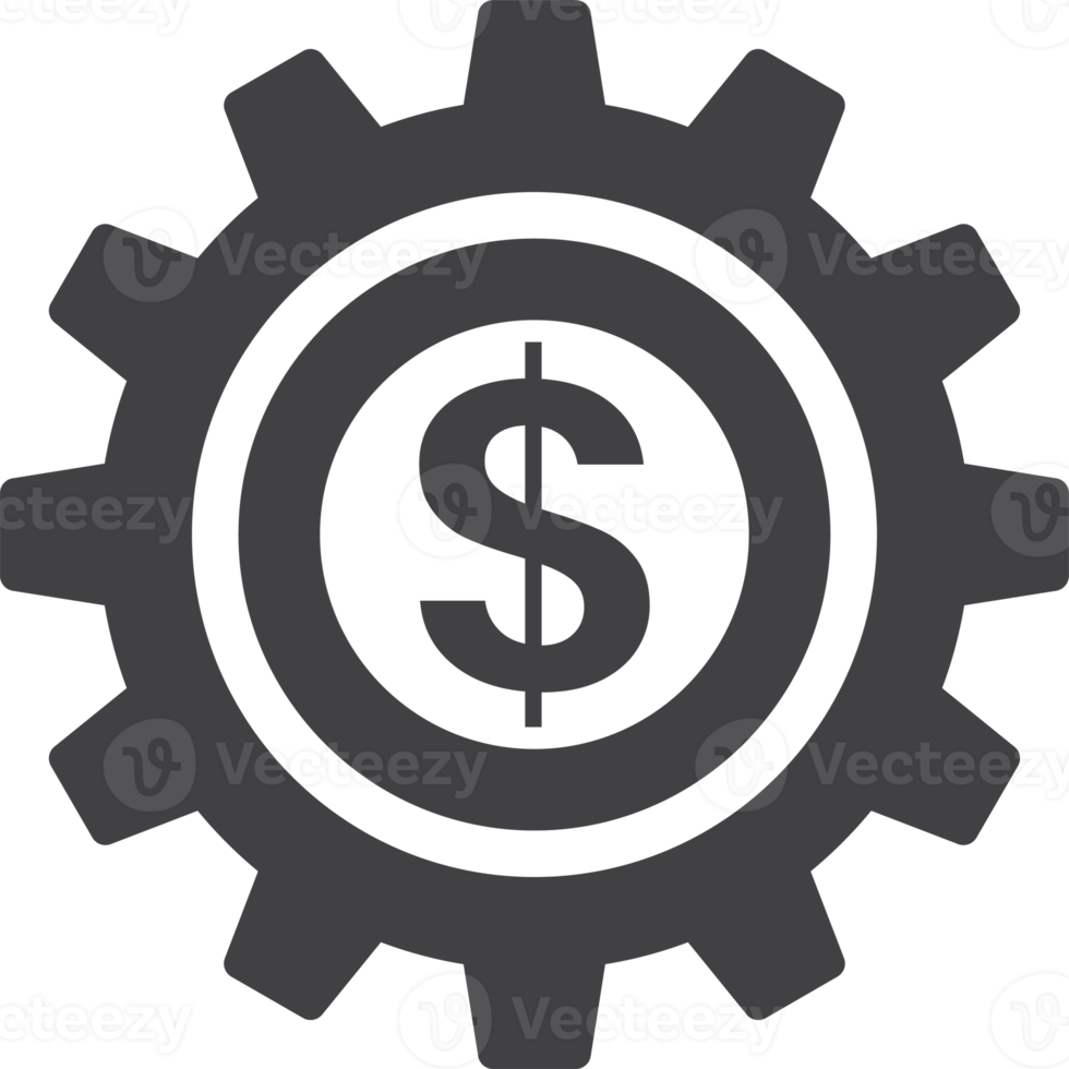 money and cogs illustration in minimal style png