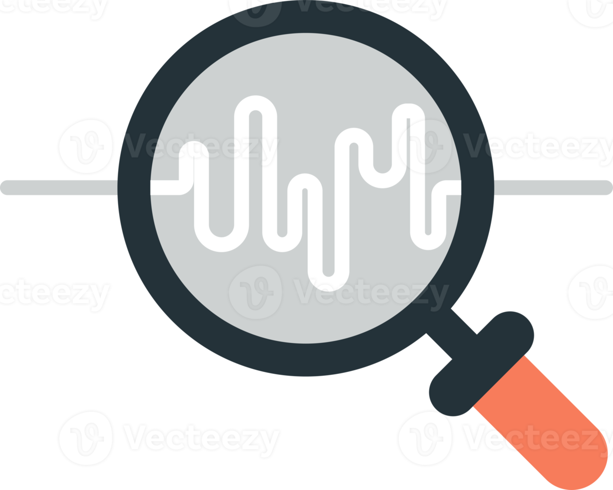 magnifying glass and sound waves illustration in minimal style png