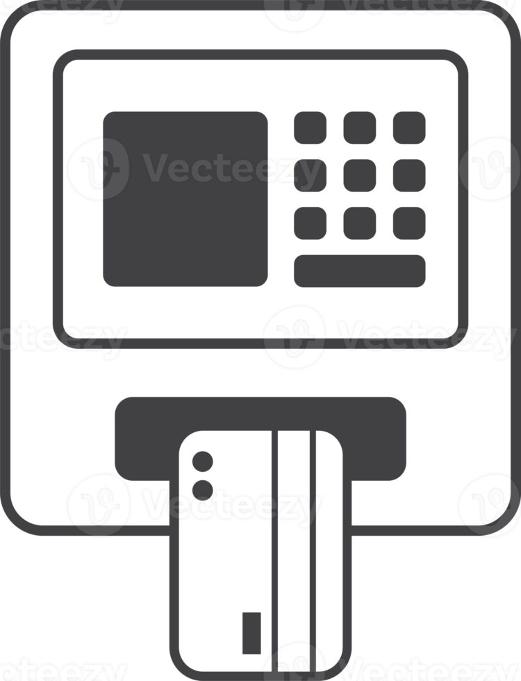 ilustración de cajero automático en estilo minimalista png