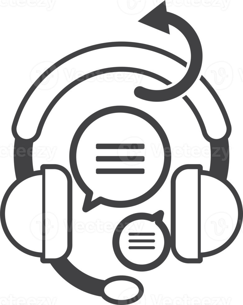 hörlurar och kommunikation illustration i minimal stil png