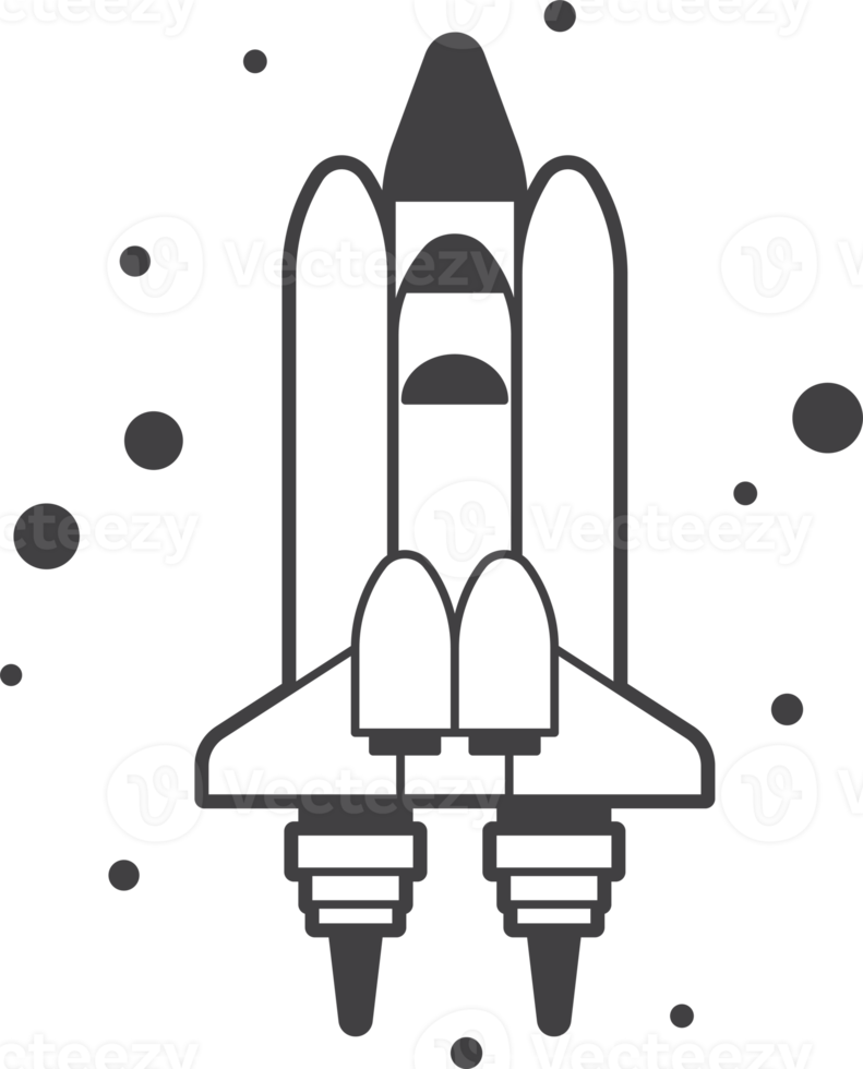 rocket going into space illustration in minimal style png