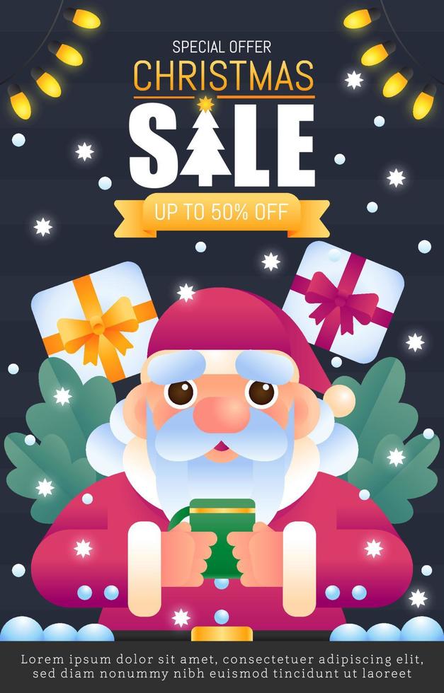 cartel de venta de regalos de santa y navidad vector