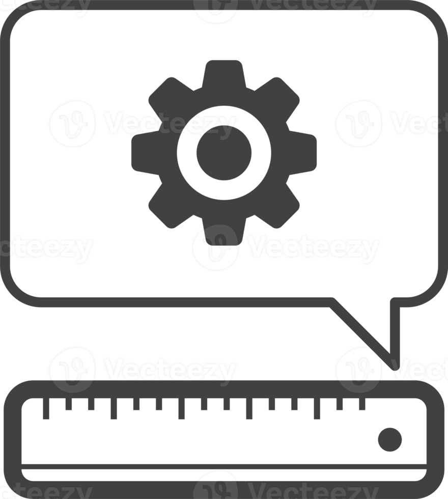 Ruler and cog illustration in minimal style png