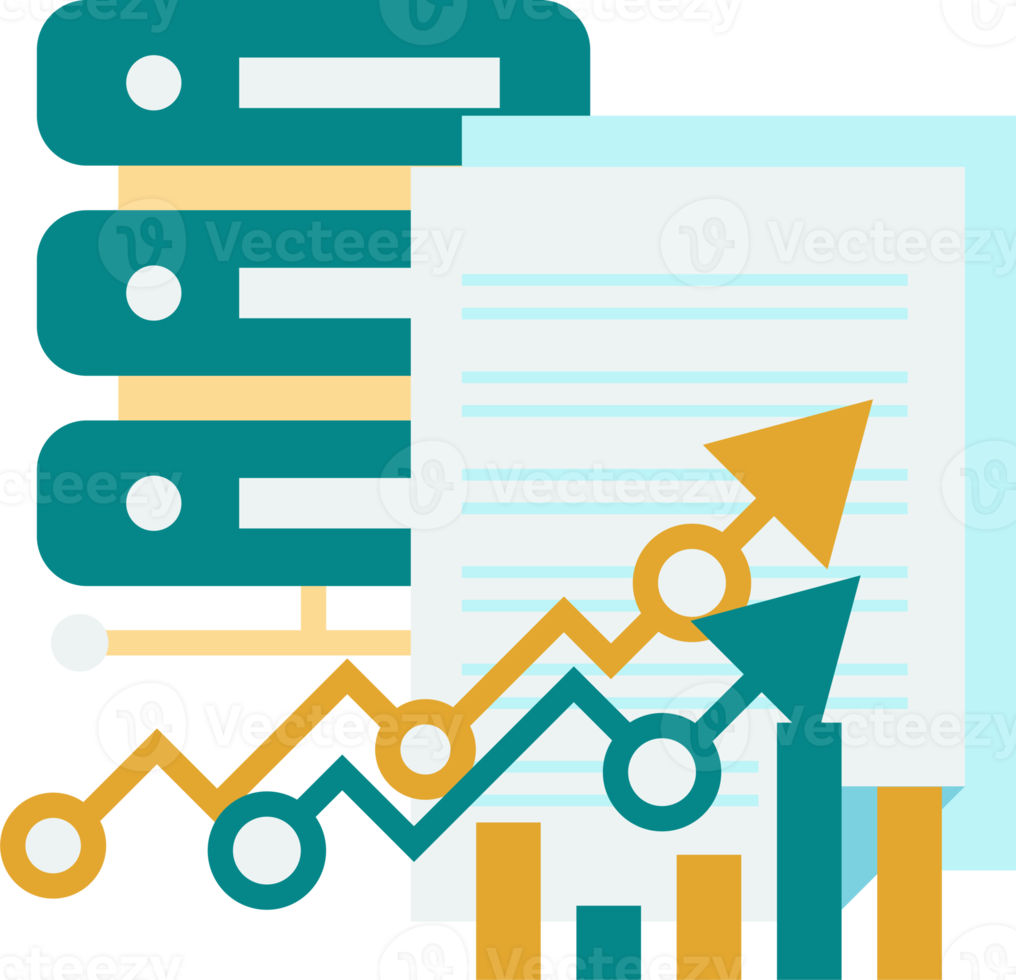 computer server and report illustration in minimal style png