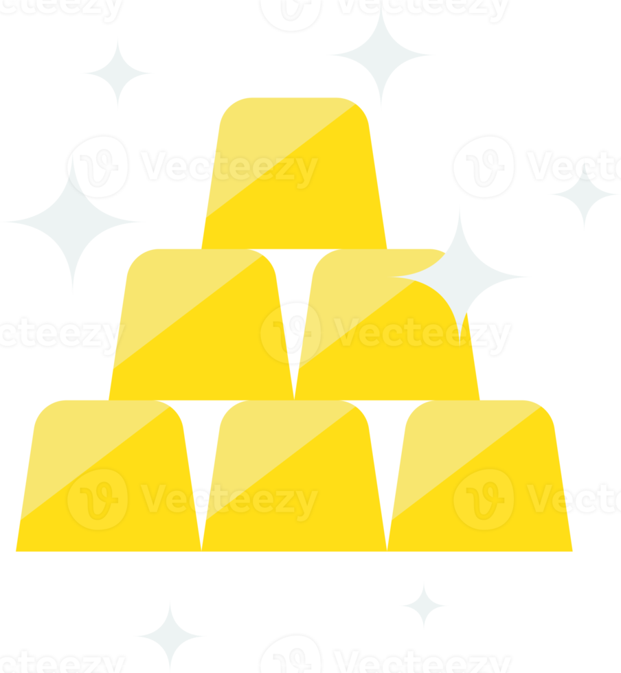 pile d'illustration de lingots d'or dans un style minimal png