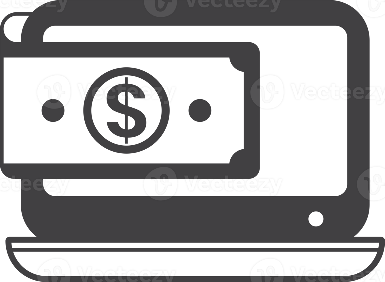 ilustração de laptop e dinheiro em estilo minimalista png