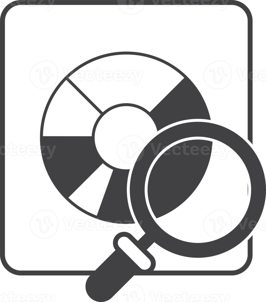 lupen- und kreisdiagrammillustration im minimalen stil png