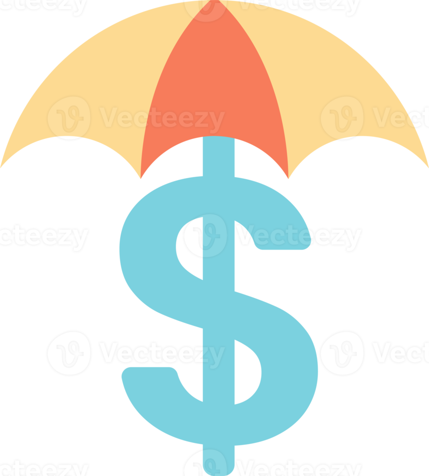 money and umbrella illustration in minimal style png