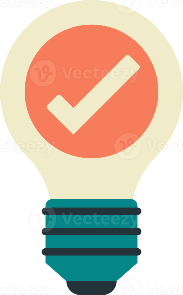 ilustración de marca de verificación y bombilla en estilo minimalista png