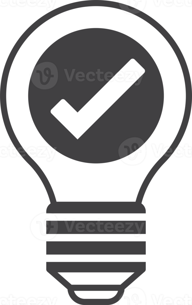 check mark and light bulb illustration in minimal style png
