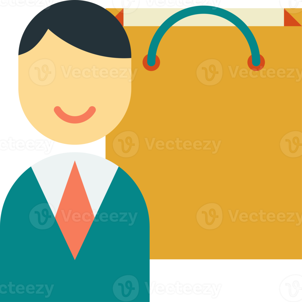 ilustración de clientes y bolsas de compras en estilo minimalista png