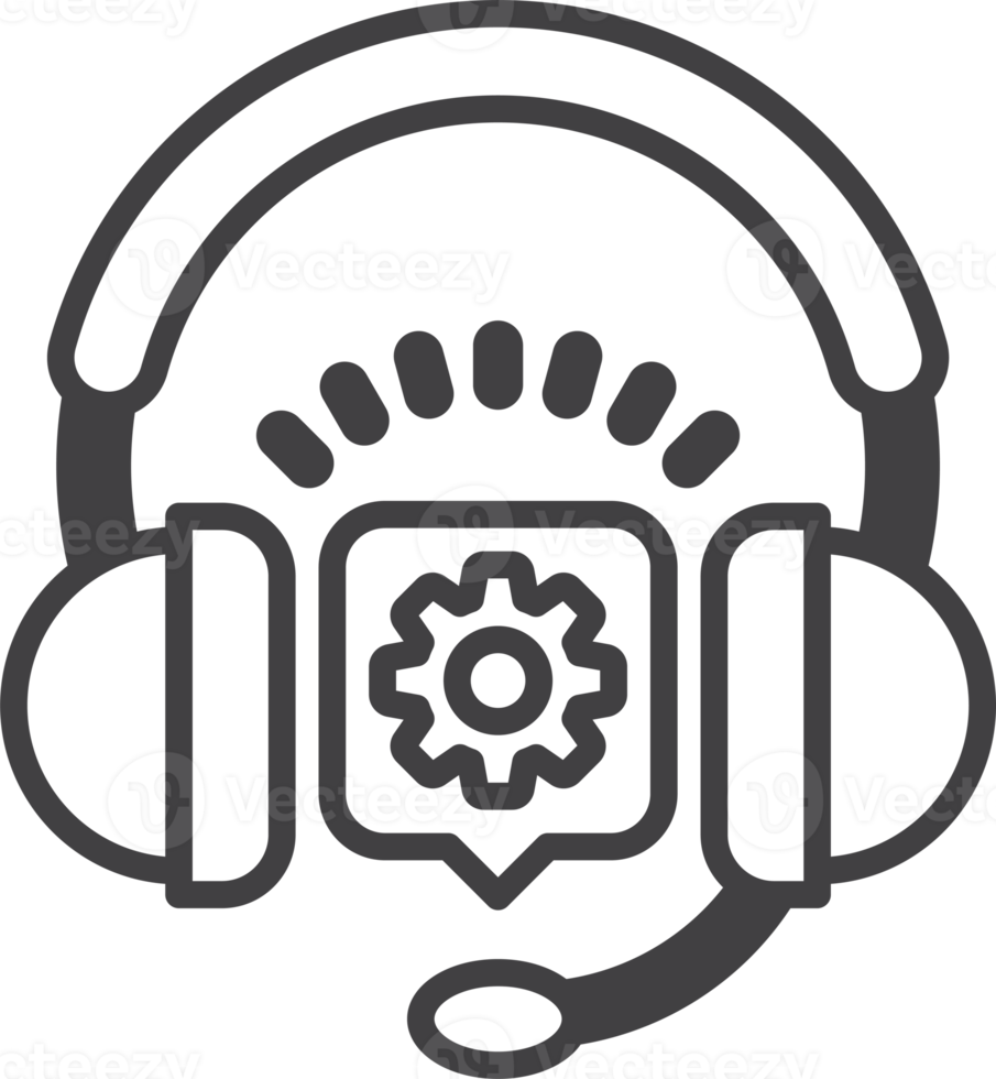 al di sopra di orecchio cuffie e ingranaggi illustrazione nel minimo stile png