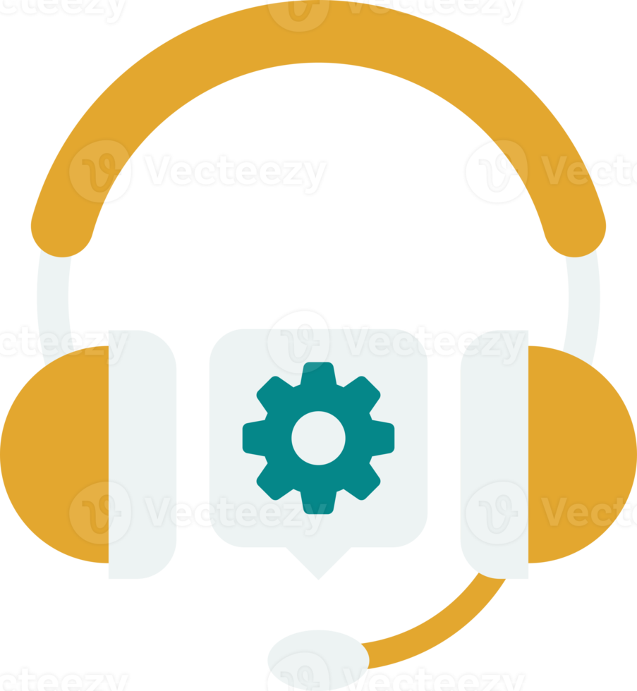 Over ear headphones and cogs illustration in minimal style png