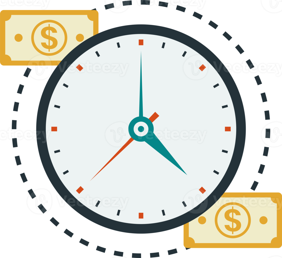 clock and money illustration in minimal style png