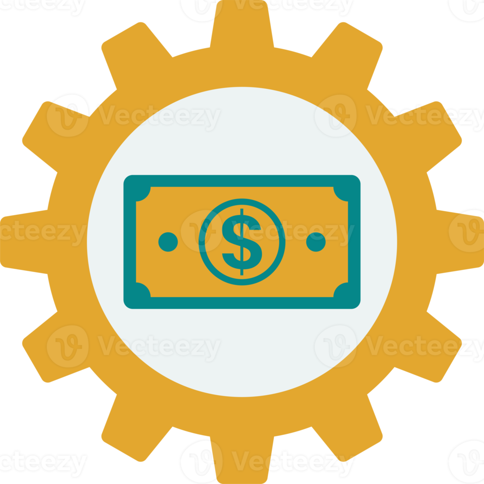 money and cogs illustration in minimal style png