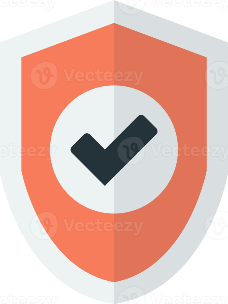 The shield and correct mark illustration in minimal style png