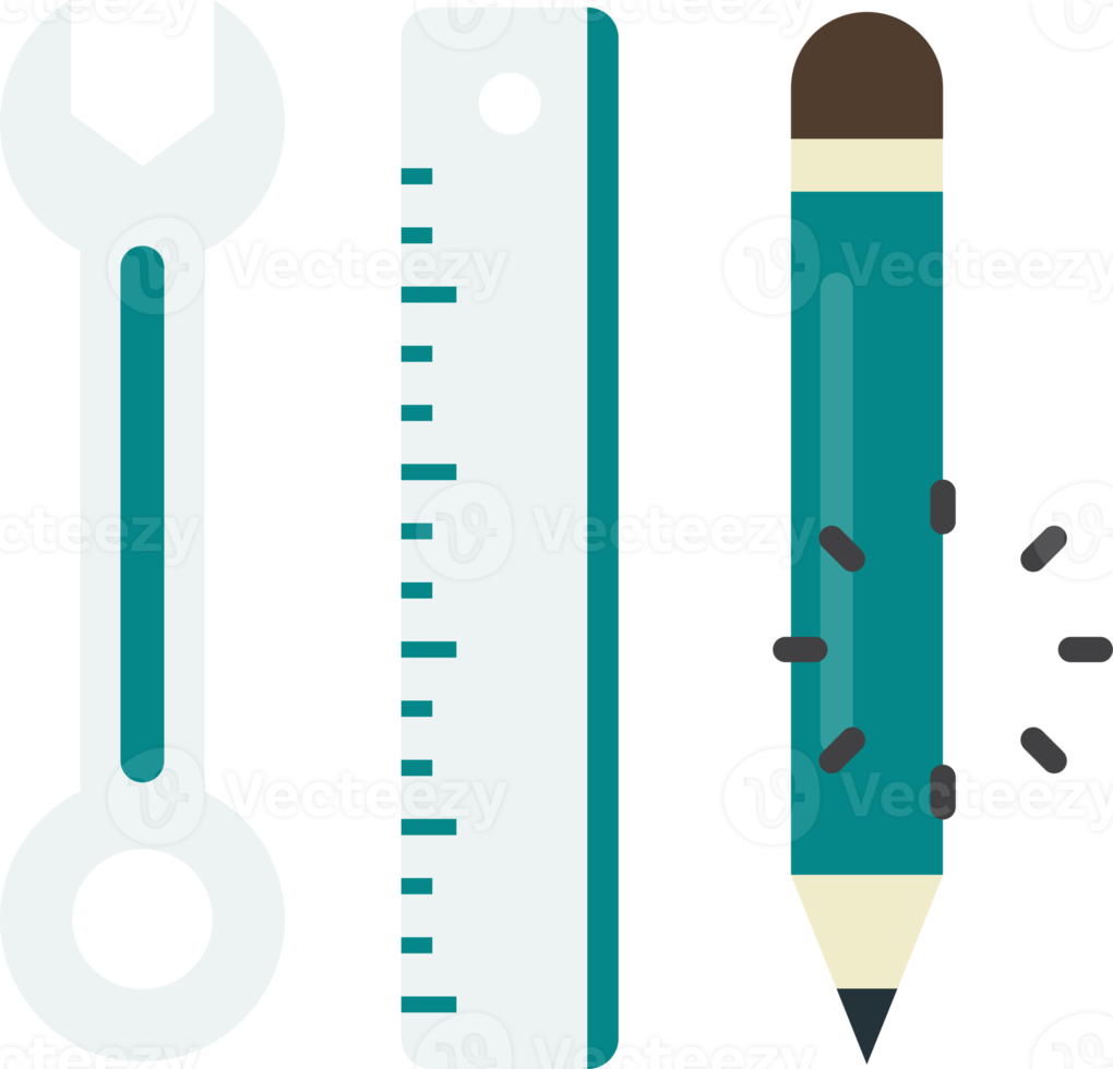 pencil with pen and wrench illustration in minimal style png