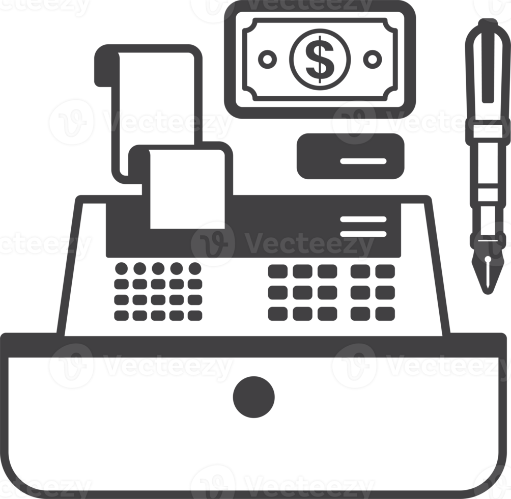 money and cashier illustration in minimal style png