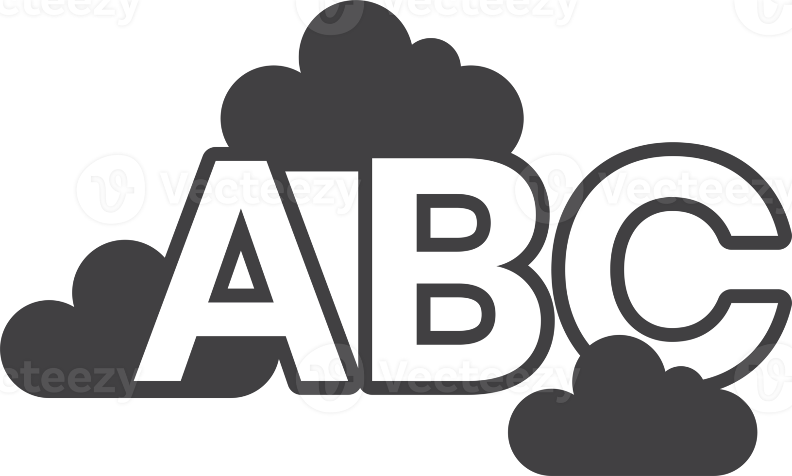 letters ABC floating in the clouds illustration in minimal style png