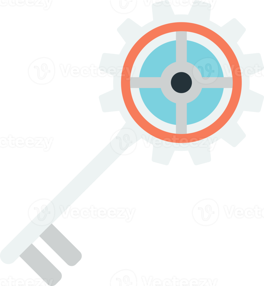 cog shaped key illustration in minimal style png