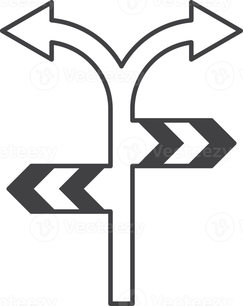 road junction sign illustration in minimal style png