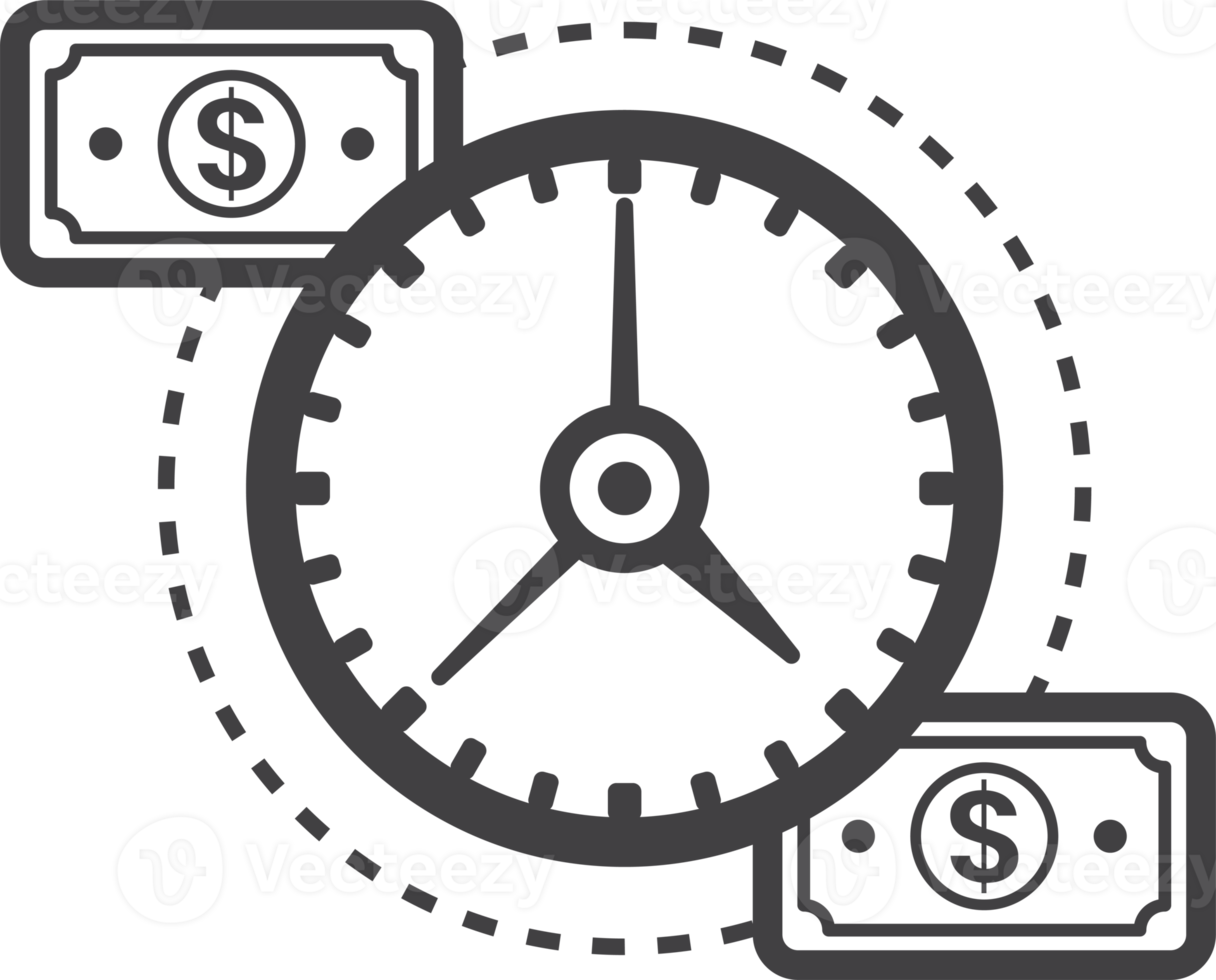 clock and money illustration in minimal style png