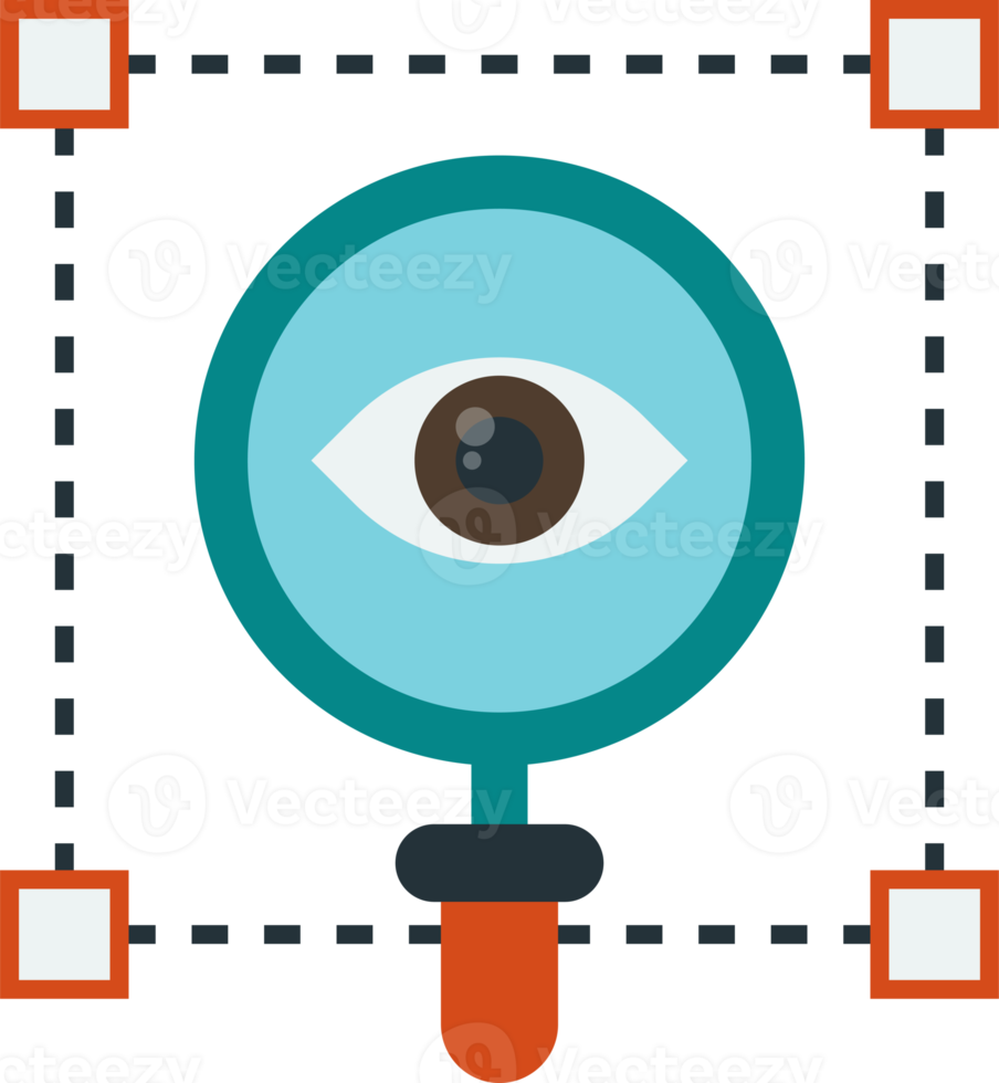 magnifying glass and eyeball illustration in minimal style png