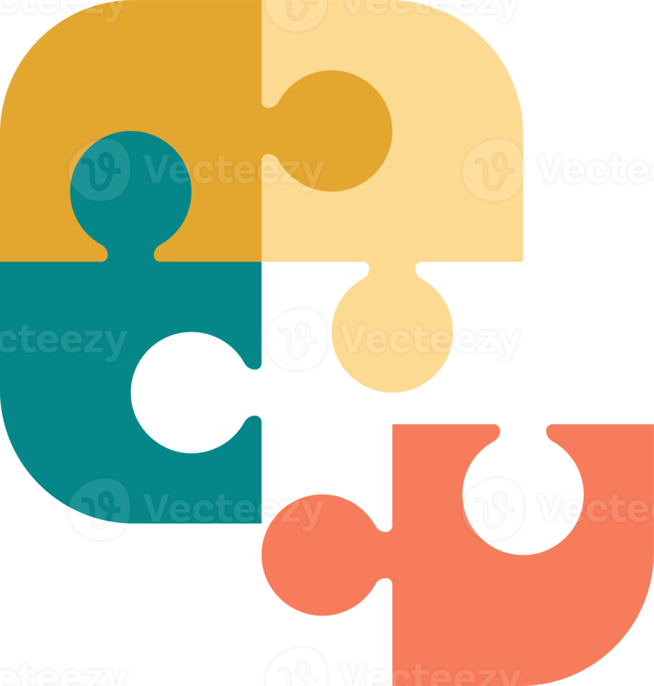 ilustração de quebra-cabeça e trabalho em equipe em estilo minimalista png