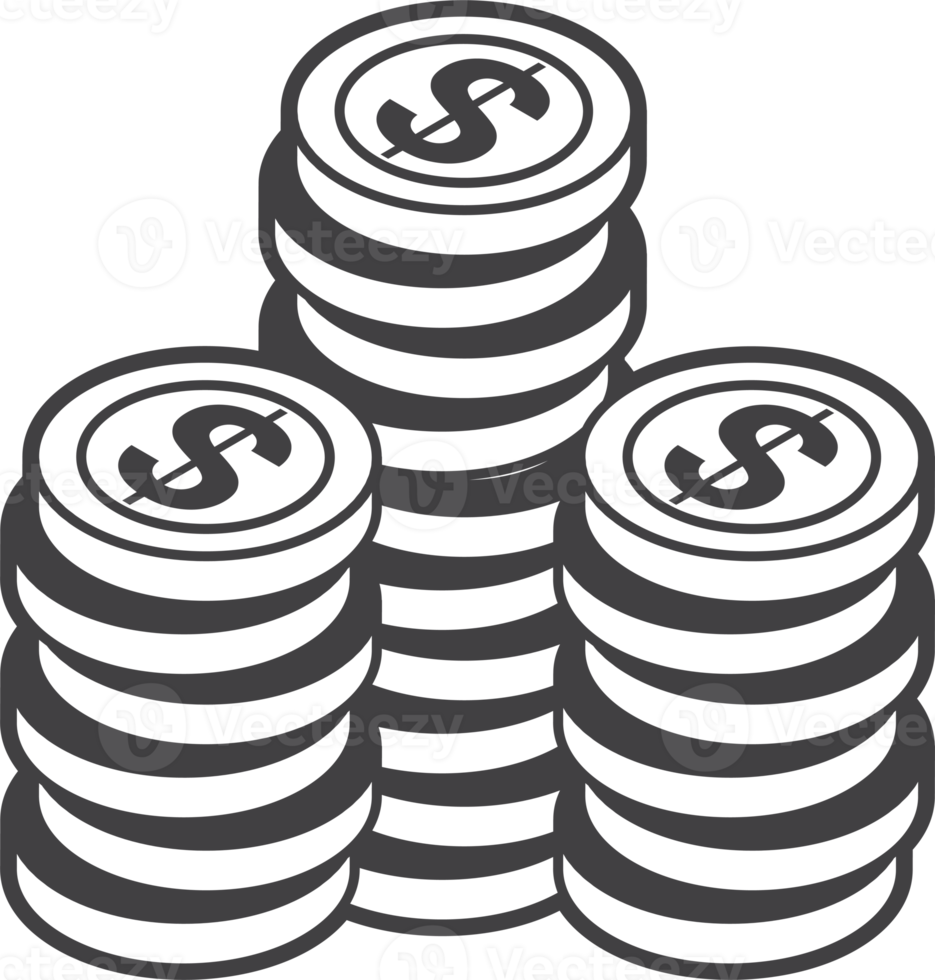 pile of coins illustration in minimal style png