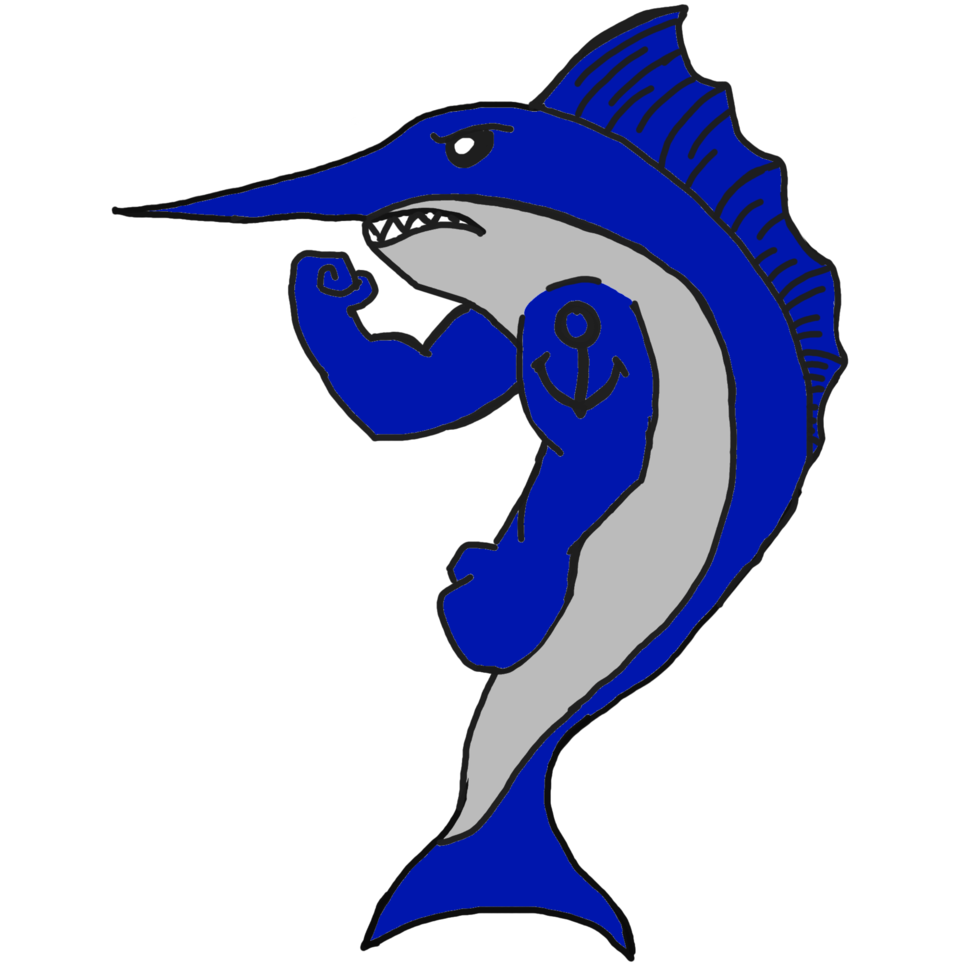 muscular sea animal Cartoon - Marlin fish png