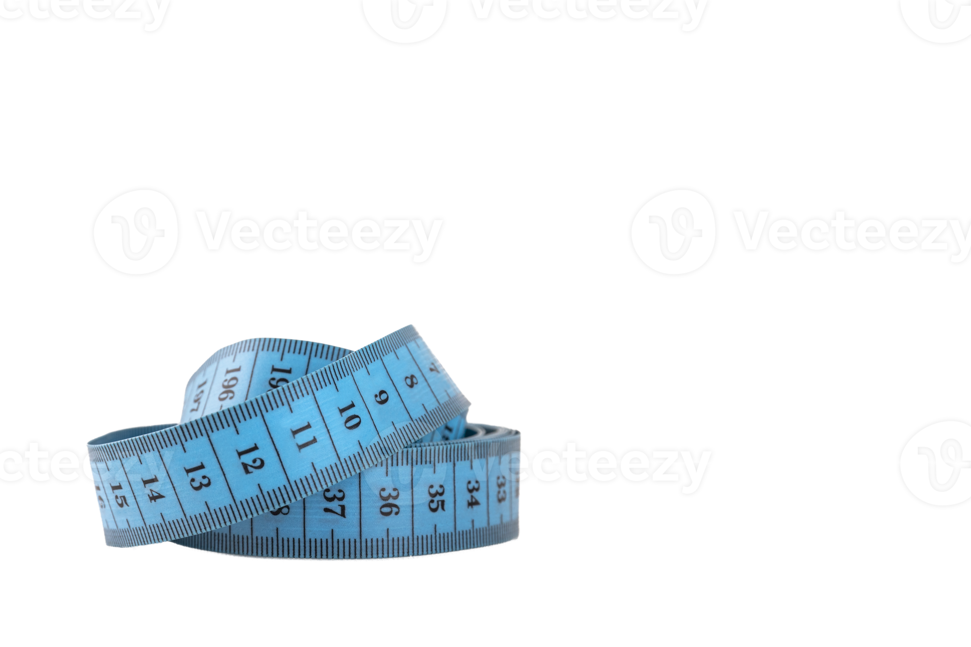 Blue measuring tape, soft ruler on a transparent background. PNG