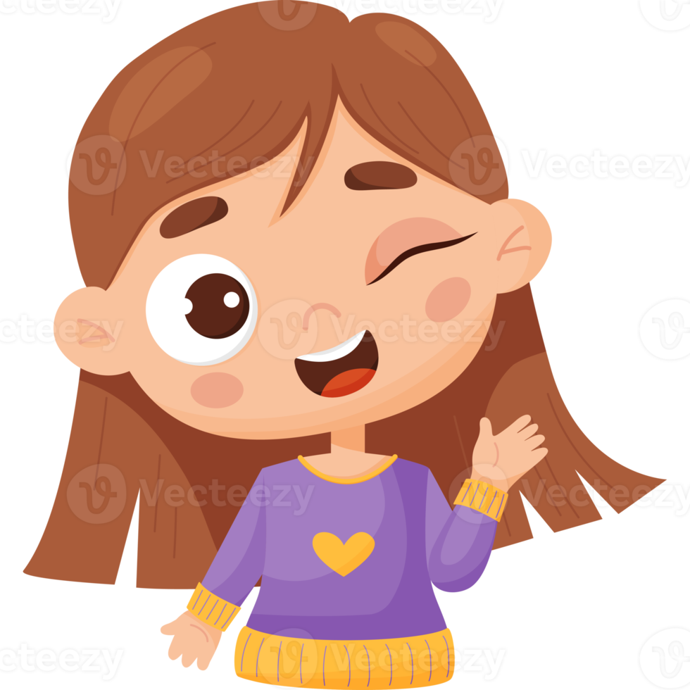 Playful face of  girl. Emotion png