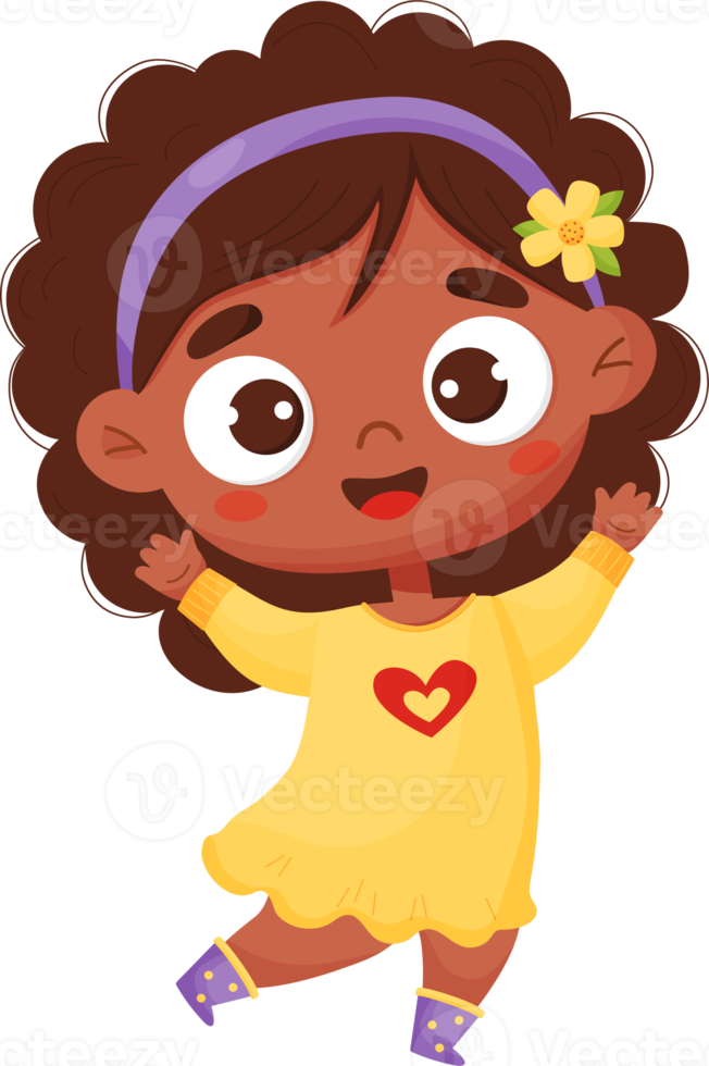 Joyful happy black ethnic girl png