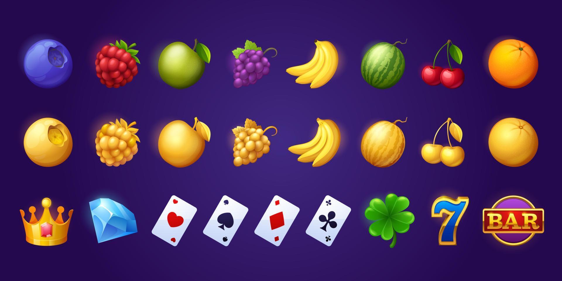 Icons for gambling slot machine in casino vector