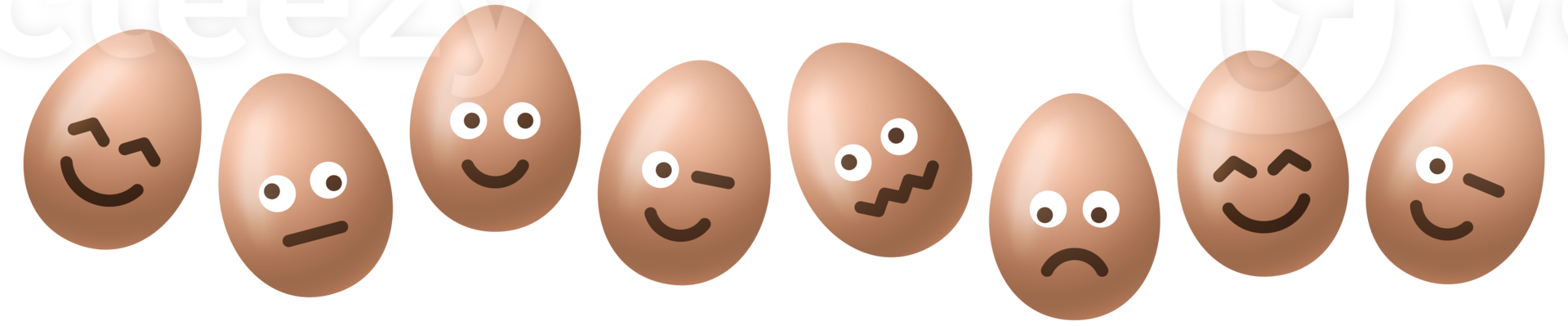 Happy Easter, easter eggs with cute smiling emoji face illustration png