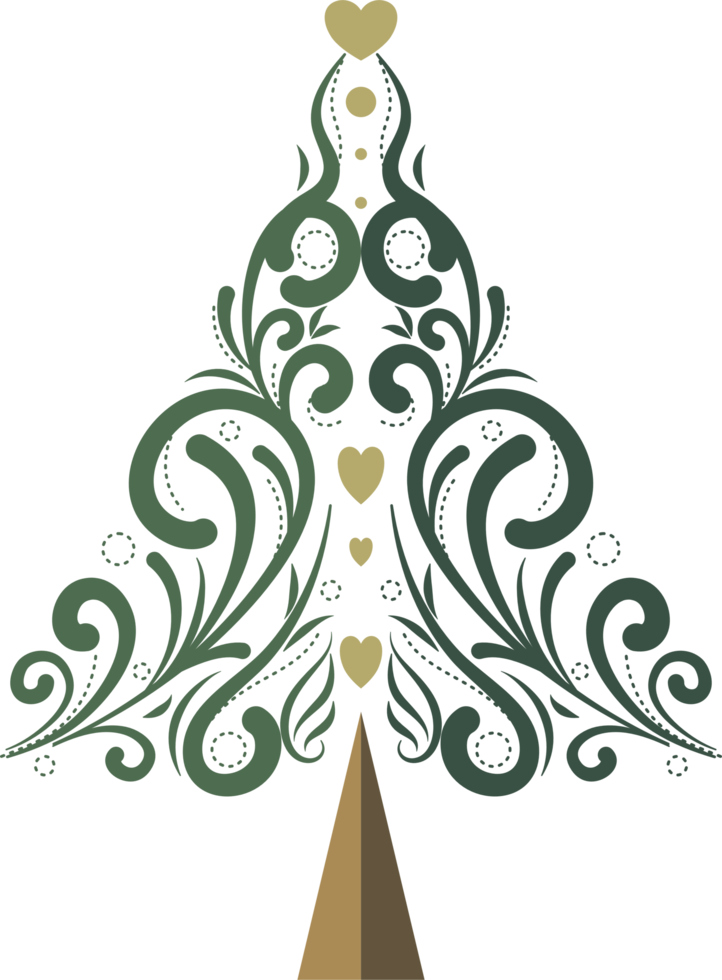 Calligraphic Christmas tree element png